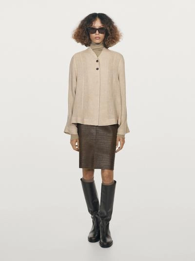 Рубашка-овершерт из шерстяной смеси с видимыми пуговицами- Заказать в России