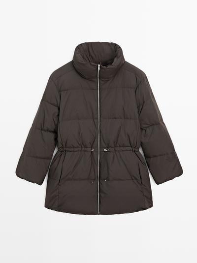 Zara Пуховик с водоотталкивающим покрытием и эластичным поясом