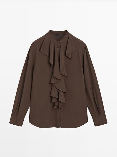 Zara Блузка с оборками и разрезами