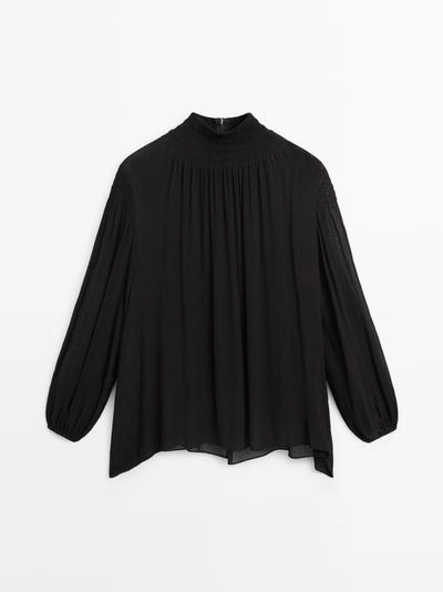 Блузка с деталями воротника- Заказать в России