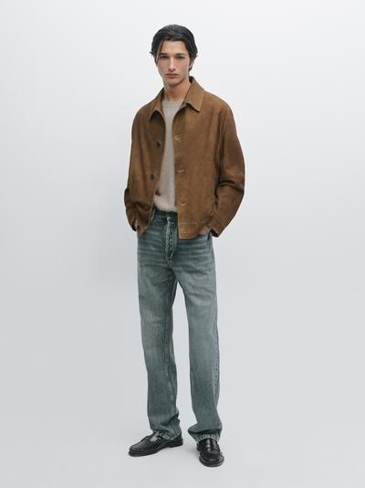 Zara Куртка из кожи нубука с пуговицами