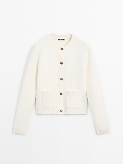 Zara Короткий вязаный кардиган с деталями золотых пуговиц