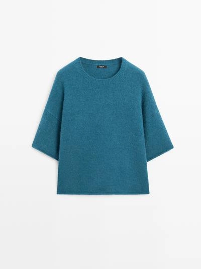 Свитер из альпакиевой смеси с коротким рукавом- Заказать в России