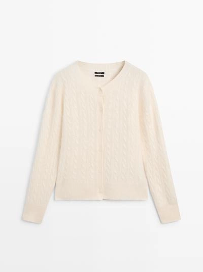 Кардиган с косами из 100% шерсти- Заказать в России