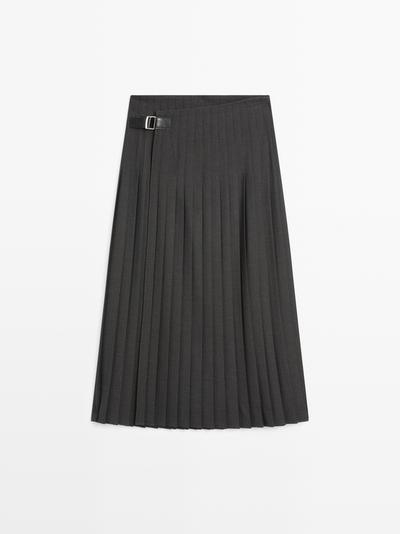 Zara Юбка-миди с плиссировкой и аппликацией