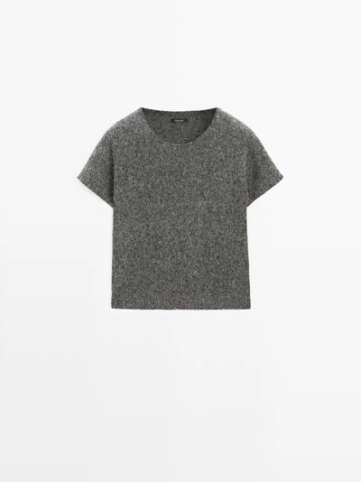 Короткий вязаный свитер из альпаки и шерсти- Заказать в России