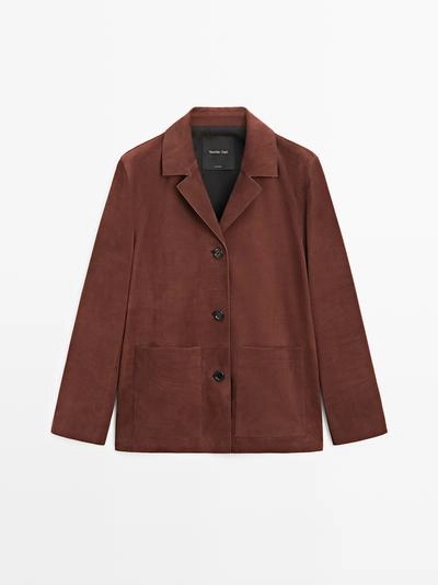 Пиджак с лацканами из замши- Заказать в России