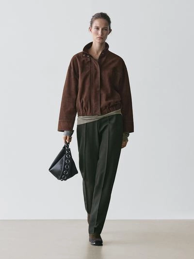 Замшевая бомбер-куртка- Заказать в России