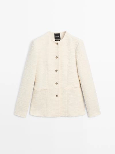Пиджак с украшенными пуговицами и текстурой из шерсти