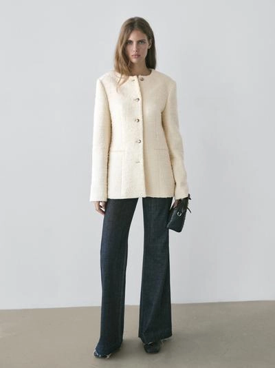 Пиджак с украшенными пуговицами и текстурой из шерсти- Заказать в России