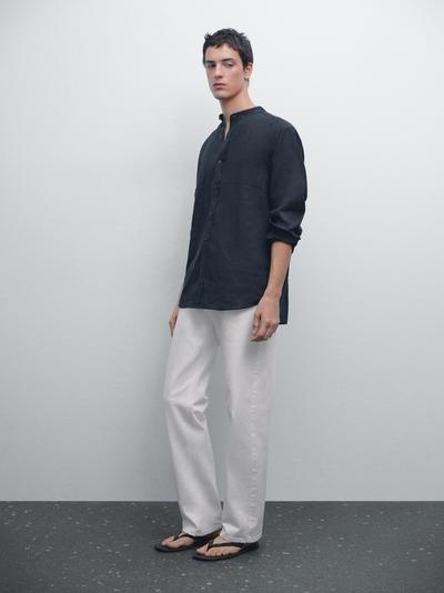 Zara Рубашка с воротником-стойкой и обычной посадкой купить с доставкой.