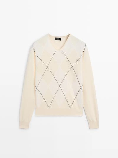 Свитер с аранированным узором из 100% шерсти- Заказать в России