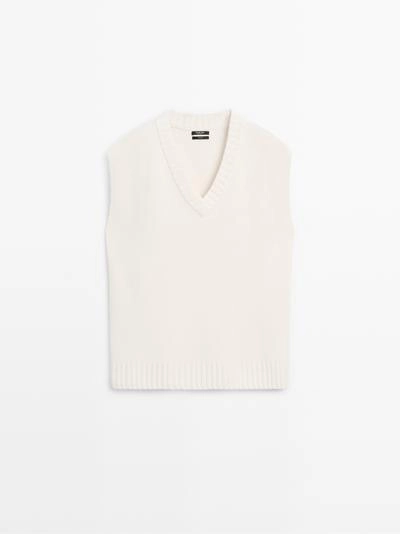 Длинный вязаный жилет из 100% шерсти