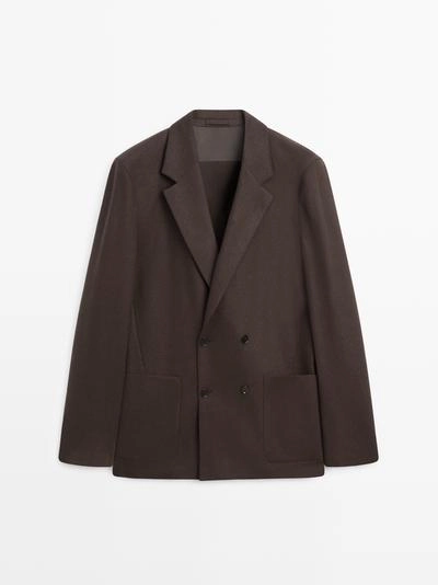 Шерстяной двубортный пиджак из 100%- Заказать в России