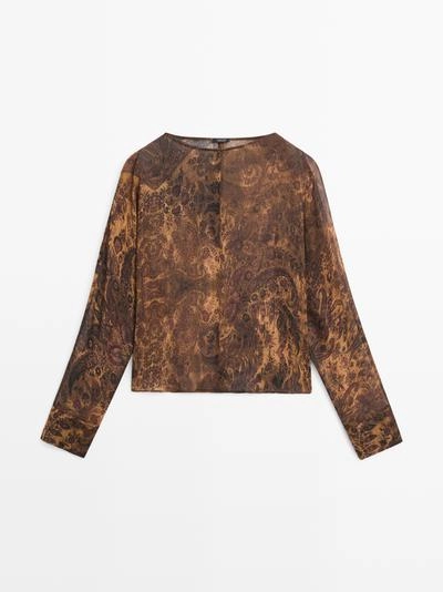 Летящая блуза с принтом- Заказать в России