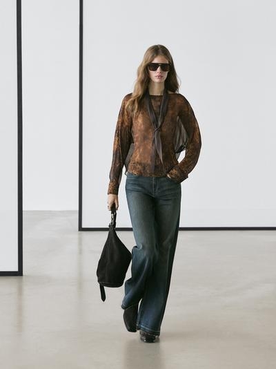 Zara Летящая блуза с принтом