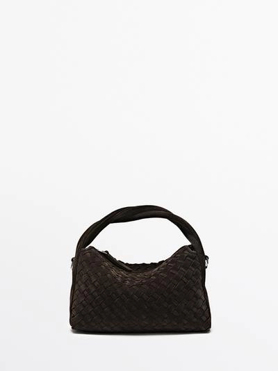 Маленькая плетеная сумка из разделанной кожи- Заказать в России