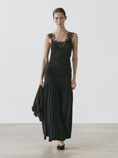 Zara Топ с кружевными деталями и бретелью MASSIMO DUTTI