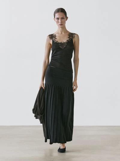 Топ с кружевными деталями и бретелью MASSIMO DUTTI- Заказать в России