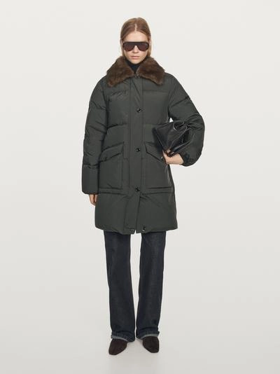 Длинный водоотталкивающий пуховик с воротником- Заказать в России