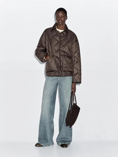 Пуховик с водоотталкивающей пропиткой с деталями из вельвета- Заказать в России