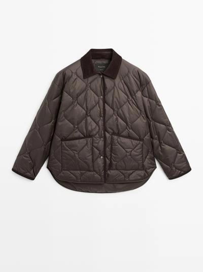 Пуховик с водоотталкивающей пропиткой с деталями из вельвета