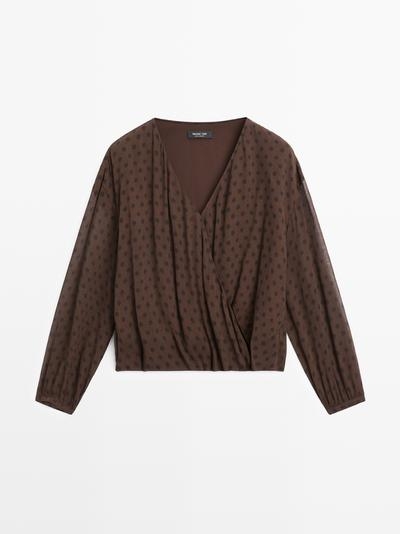 Zara Блуза с запахом в горошек