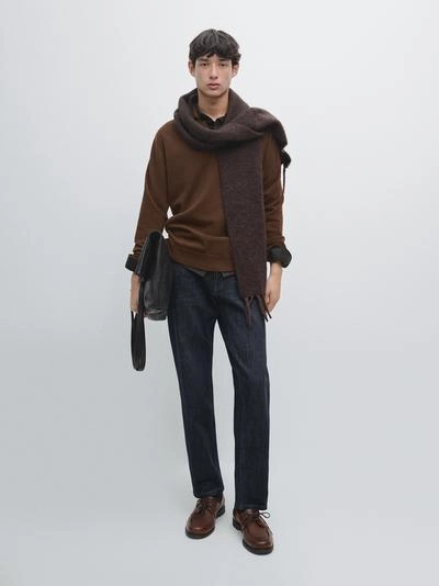 Поло свитер с V-образным вырезом из 100% шерсти- Заказать в России