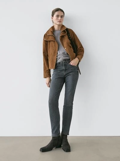 Джинсы средней посадки узкого кроя до середины голени- Заказать в России