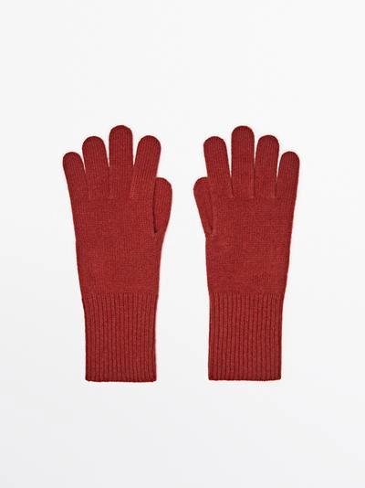 Перчатки из шерстяной смеси вязаные