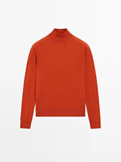 Свитер с высоким воротником из 100% шерсти- Заказать в России