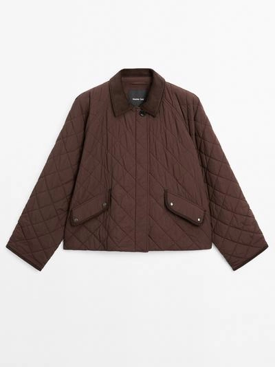 Короткая водоотталкивающая куртка с деталями из вельвета- Заказать в России