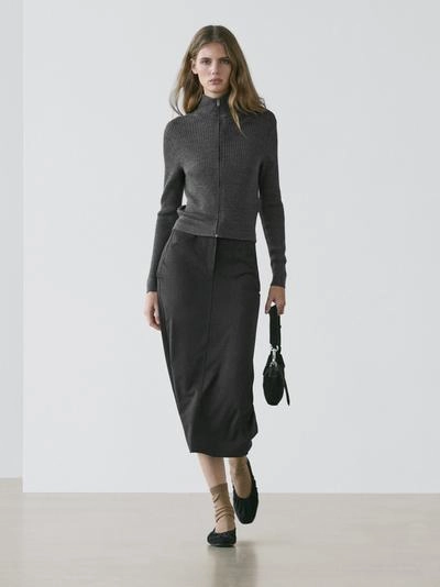 Кардиган с застежкой на молнию из 100% шерсти