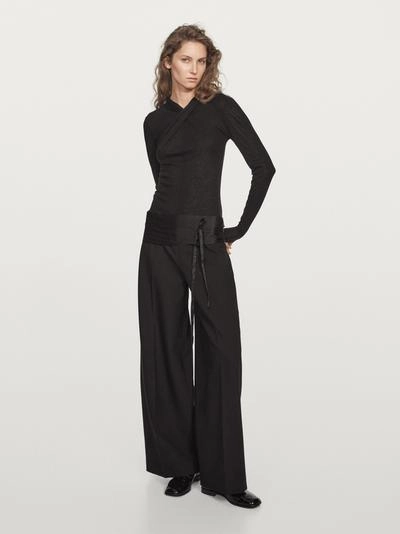 Топ с перекрещивающимися лямками из льна и шерсти