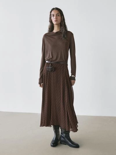 Юбка-миди в горох с расклешенным подолом- Заказать в России