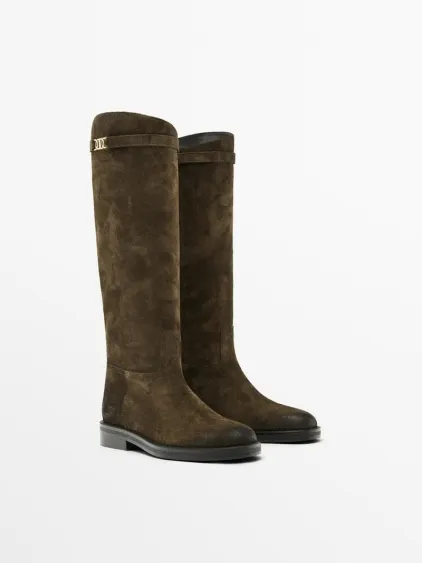 Сапоги для верховой езды из замши с напылением масла- Заказать в России