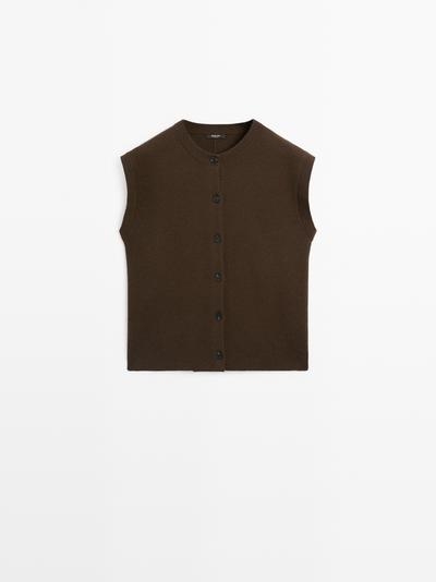 Zara Жилет с круглым вырезом из вязаного трикотажа