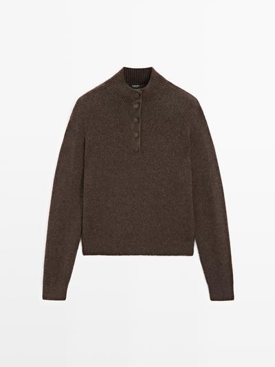 Zara Свитер с высоким воротником из вязаного полотна на кнопках