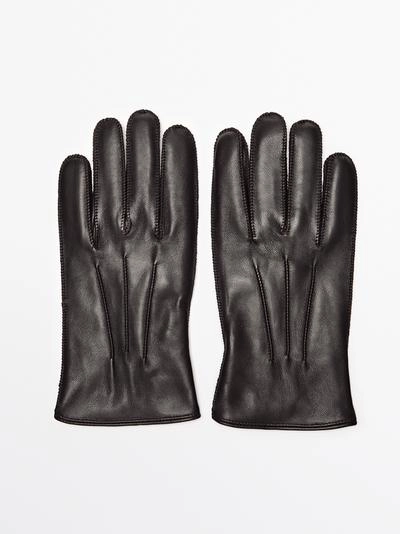 Кожаные перчатки с отделкой из наппы- Заказать в России