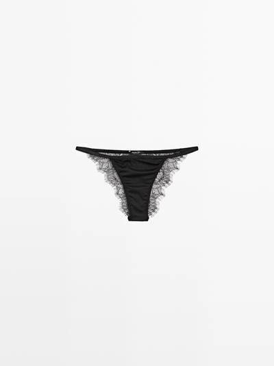Трусы из шелкового микса с кружевными деталями