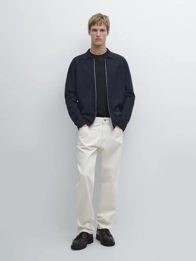 Кардиган из хлопка и шерсти с молнией и карманами