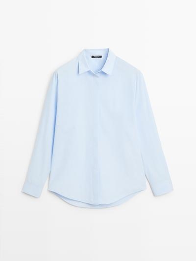 Zara Рубашка из поплина с скрытыми пуговицами