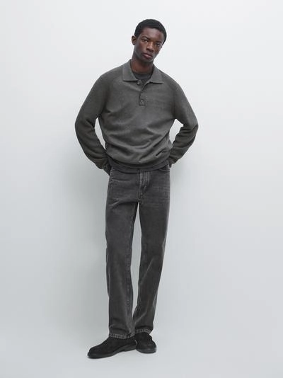 Поло-свитер из хлопково-шерстяной смеси- Заказать в России