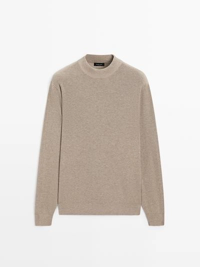 Свитер из смесовой хлопковой пряжи с высоким воротником- Заказать в России