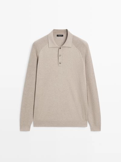 Поло-свитер из хлопкового микса- Заказать в России