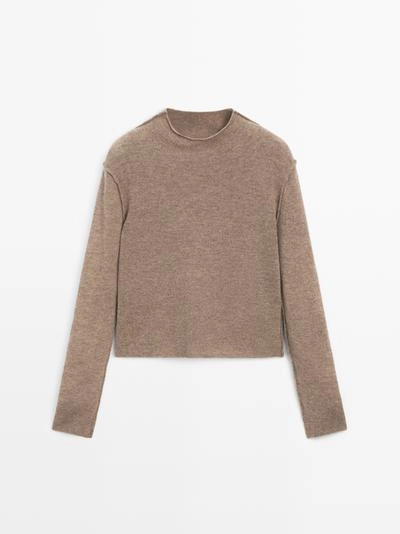 Свитер из шерстяной смеси с манжетами-воротником- Заказать в России