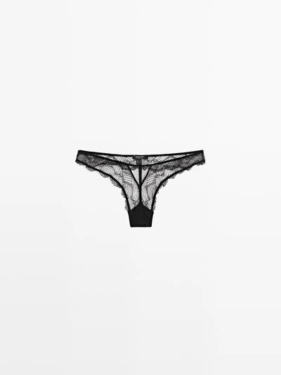 Кружевные трусики с вставкой из сетки- Заказать в России