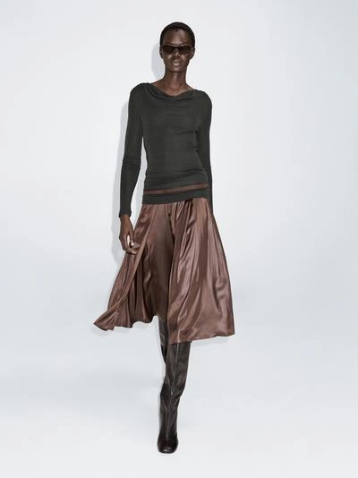 Футболка с длинным рукавом с драпированным воротником- Заказать в России