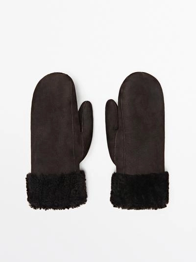 Кожаные варежки с двойной отделкой- Заказать в России