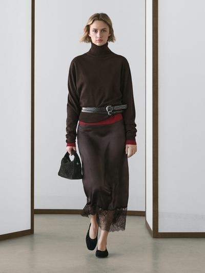 Zara Юбка-миди с кружевными деталями